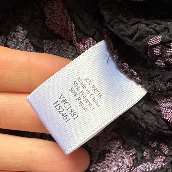 Coldwater Creek black and multicolor floral velvet burnout button-up top. - Picture 12 of 14